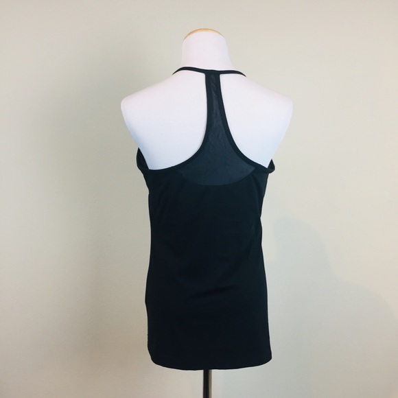 FABLETICS Black Halter T Strap Ruched Yoga Tank MEDIUM Shelf Bra Stretch - Picture 2 of 7